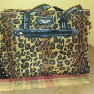 Kathy Van Zeeland leopard print travel bag